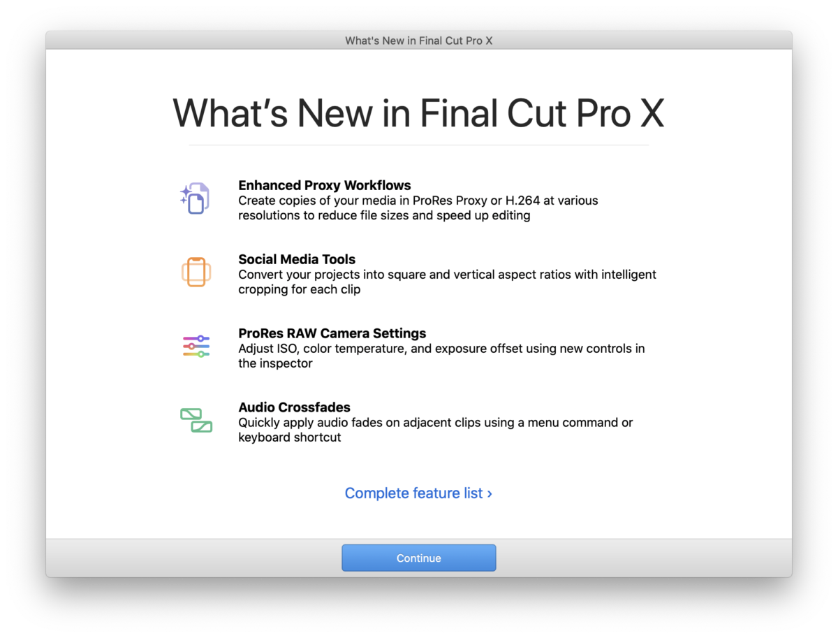 Final Cut Pro 10.4.9 Update